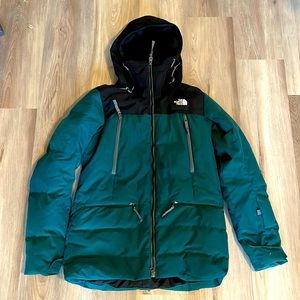 The North Face Teal and Black Puffer Jacket with Hood